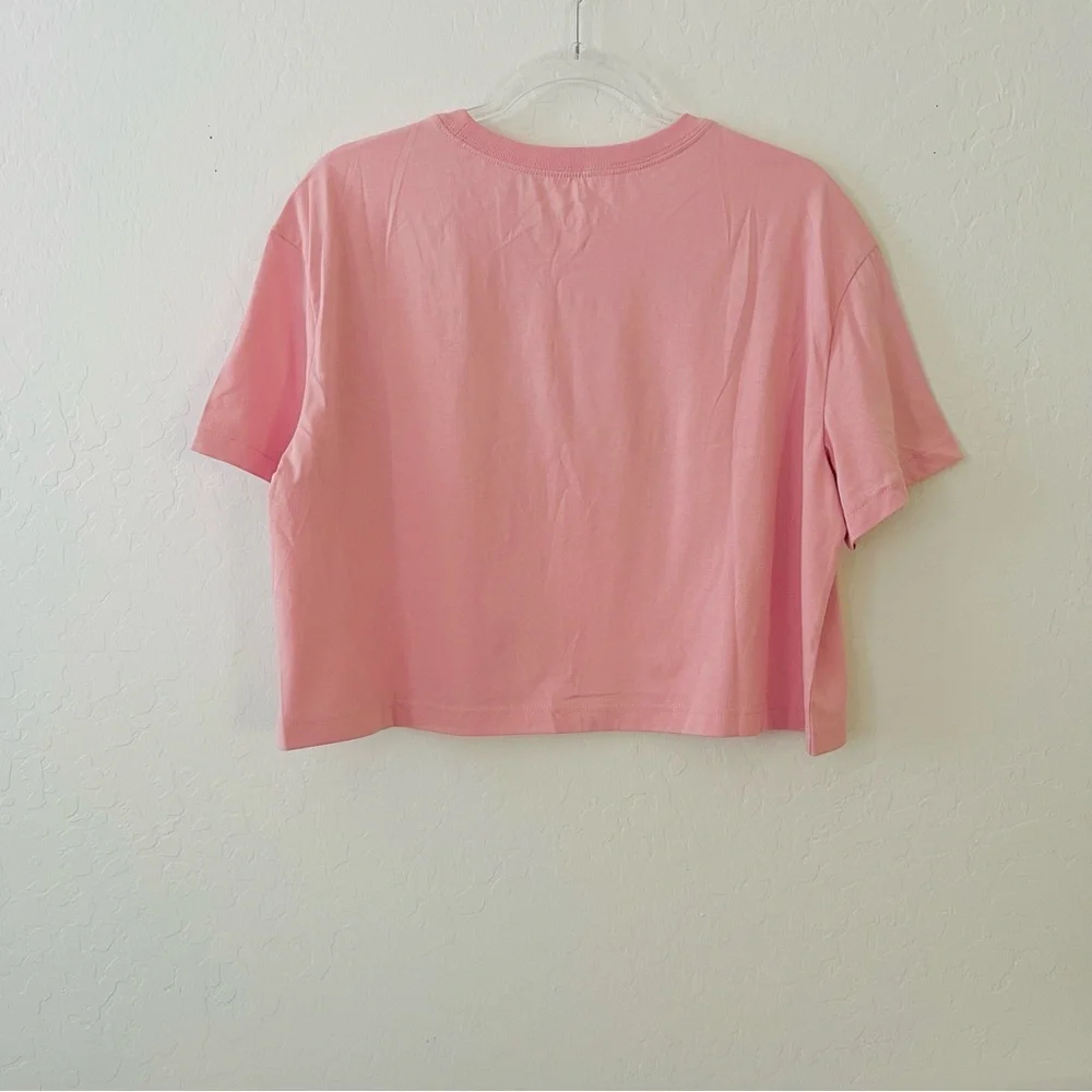 Nike Pink Cropped Tee with Black Logo